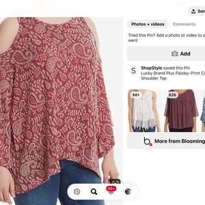 Lucky Brand Red Paisley cold shoulder